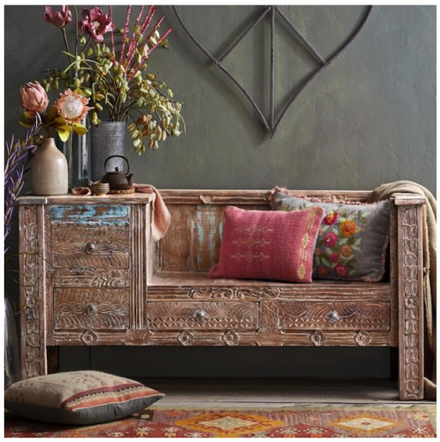 Jan 20 - Shabby chic and carved wood - This bench speaks to me!
https://www.sundancecatalog.com